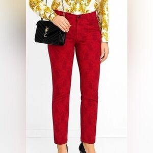 NWT Liverpool Women's Red Lace Floral Print Sadie Straight Leg Jeans Size 12